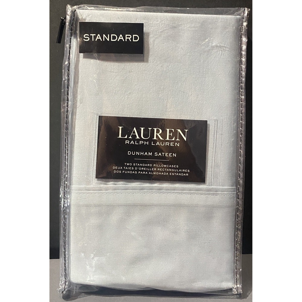 New Lauren Ralph Lauren 2 Standard Pillowcases Celestial Blue Dunham Sateen